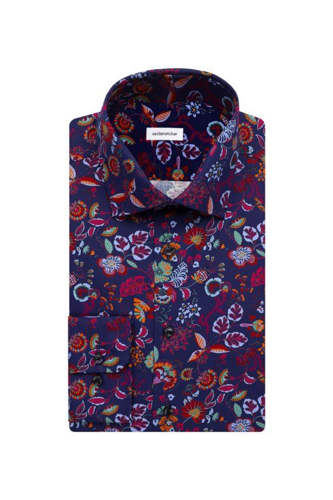 seidensticker Hemd Herren Seidensticker Slim Bügelfreie Muster kragen Italienisch Lange Ärmel