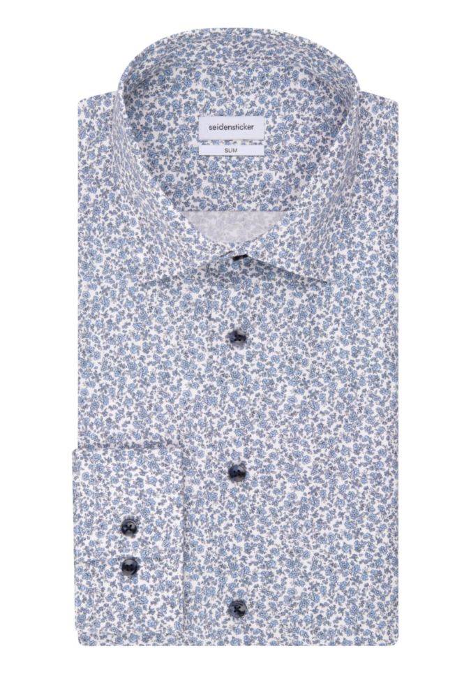 seidensticker Hemd Herren Seidensticker Slim Bügelfreie Muster kragen Italienisch Lange Ärmel