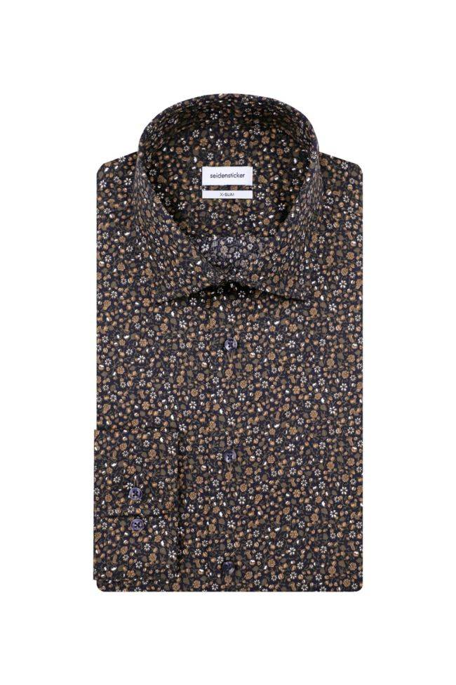 seidensticker Hemd Herren Seidensticker Slim Bügelfreie Muster kragen Italienisch Lange Ärmel