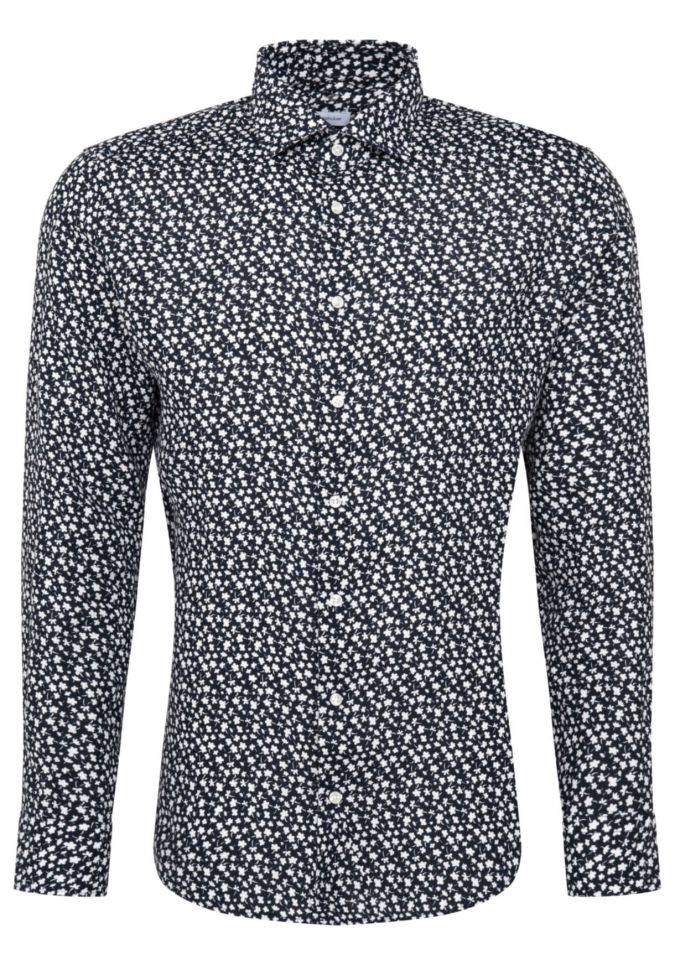 Seidensticker Hemd Herren Seidensticker Slim Muster Kragen Italienisch Lange Ärmel