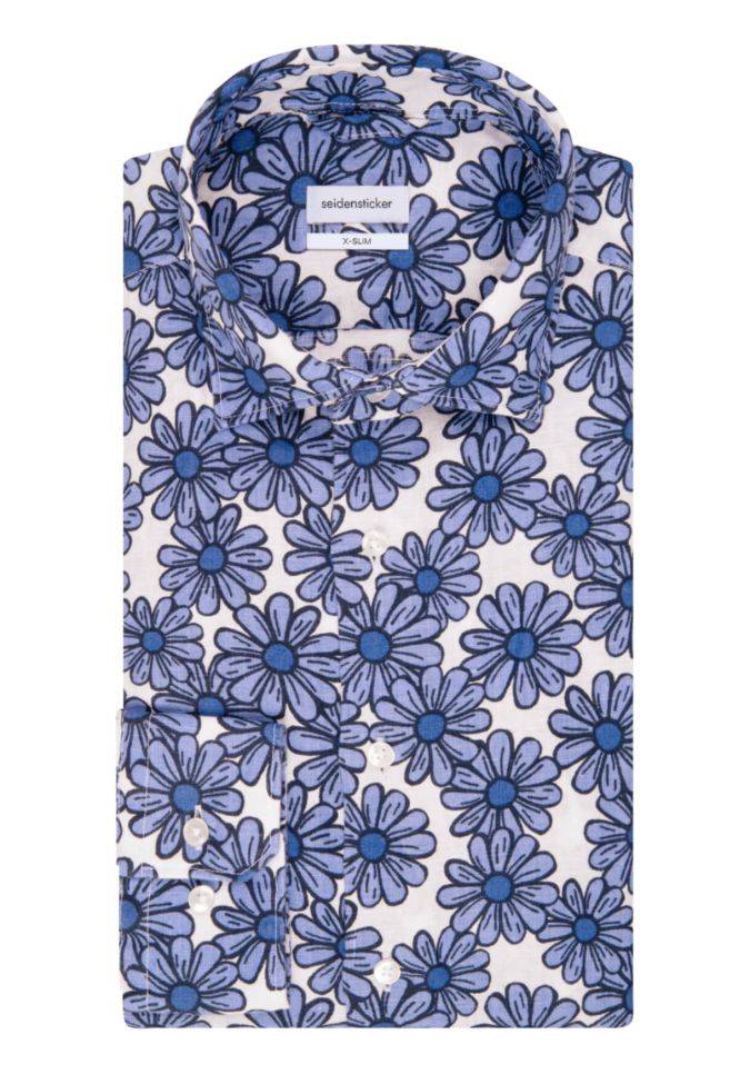 seidensticker Hemd Herren Seidensticker Slim Muster kragen Italienisch Lange Ärmel