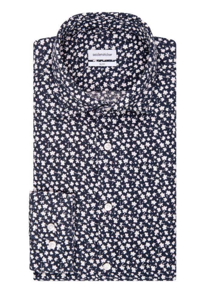 seidensticker Hemd Herren Seidensticker Slim Muster kragen Italienisch Lange Ärmel