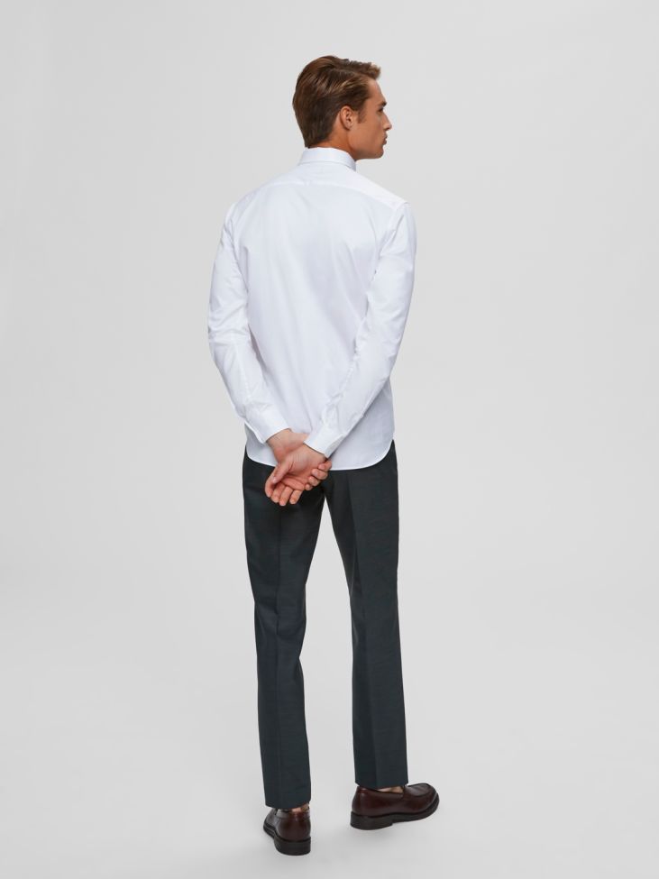 Selected Hemd Herren Selected Regular Einfarbig Kragen Italienisch Lange Ärmel