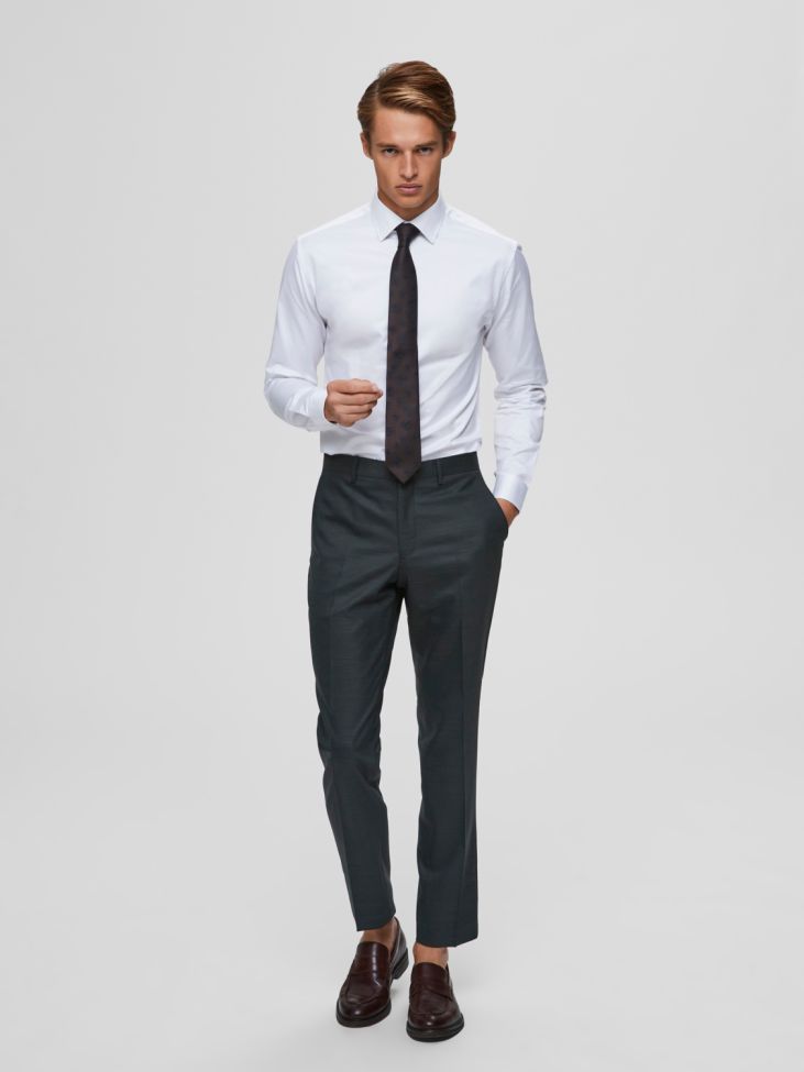 Selected Hemd Herren Selected Regular Einfarbig Kragen Italienisch Lange Ärmel