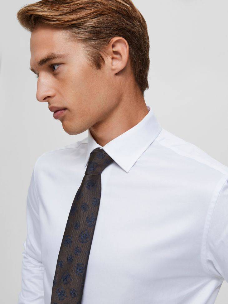 Selected Hemd Herren Selected Regular Einfarbig Kragen Italienisch Lange Ärmel