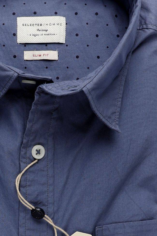 Selected Hemd Herren Selected Slim Einfarbig 100% Baumwolle Kragen Italienisch Lange Ärmel