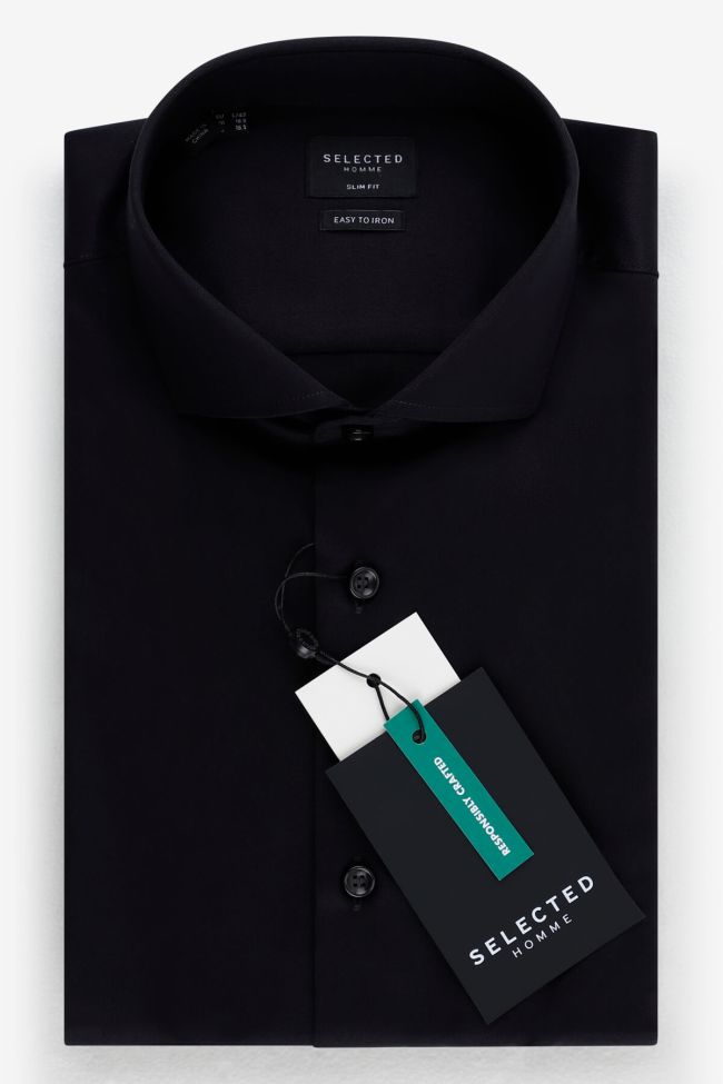 selected Hemd Herren Selected Slim Einfarbig 100% Baumwolle kragen Französisch Lange Ärmel