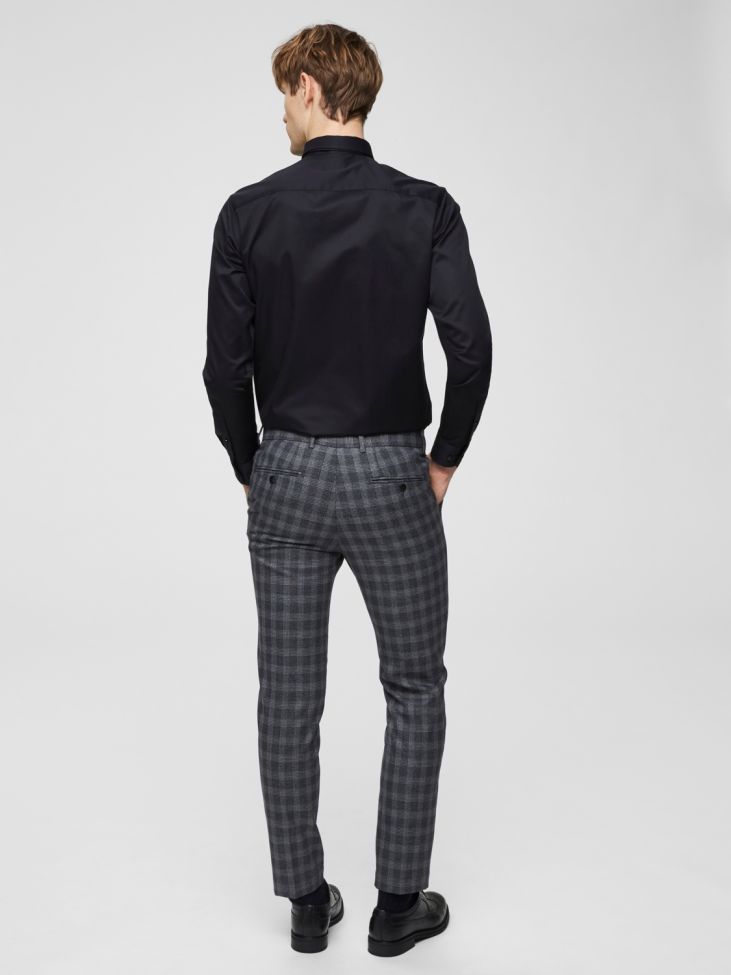 Selected Hemd Herren Selected Slim Einfarbig Kragen Italienisch Lange Ärmel