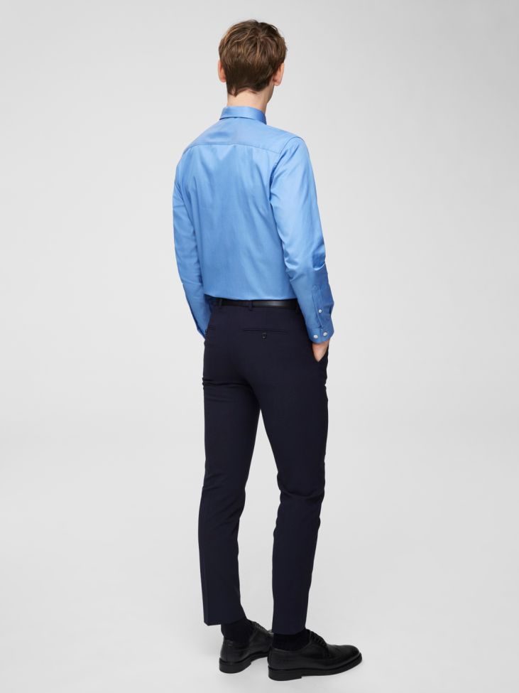 Selected Hemd Herren Selected Slim Einfarbig Kragen Italienisch Lange Ärmel
