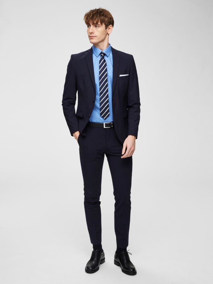 Selected Hemd Herren Selected Slim Einfarbig Kragen Italienisch Lange Ärmel
