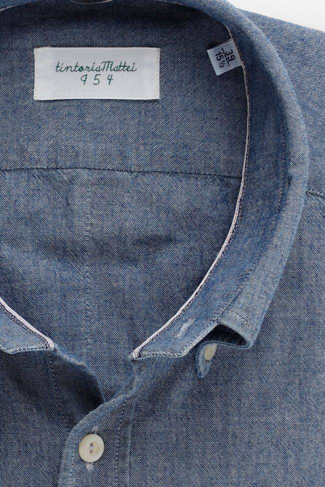 Tintoria Mattei Hemd Herren Tintoria Mattei Regular Einfarbig 100% Baumwolle Denim Jeans Kragen Button-Down Lange Ärmel