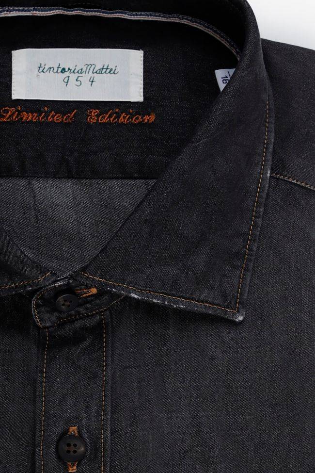 Tintoria Mattei Hemd Herren Tintoria Mattei Regular Einfarbig 100% Baumwolle Denim Jeans Kragen Französisch Lange Ärmel