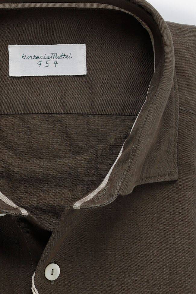 Tintoria Mattei Hemd Herren Tintoria Mattei Slim Einfarbig 100% Baumwolle Kragen Französisch Lange Ärmel