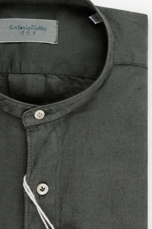 Tintoria Mattei Hemd Herren Tintoria Mattei Slim Einfarbig 100% Leinen Kragen Mandarinkragen Lange Ärmel