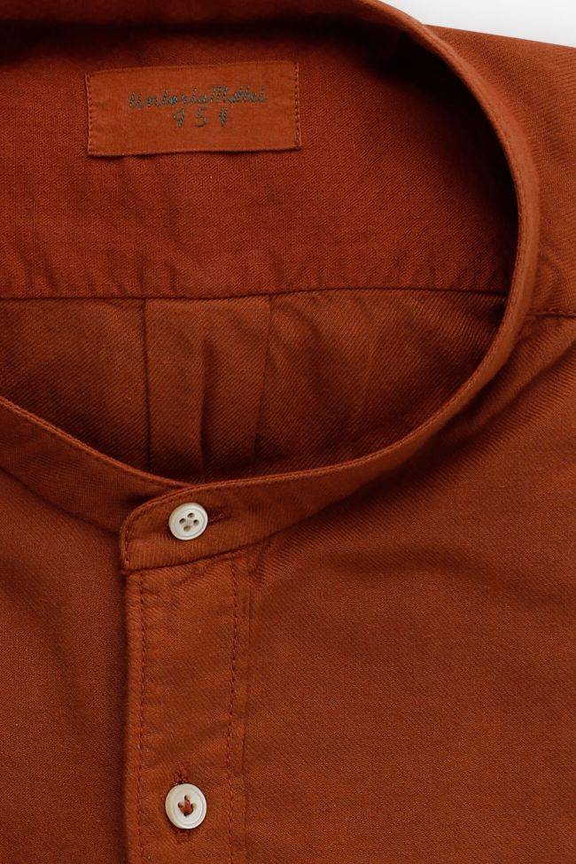 Tintoria Mattei Hemd Herren Tintoria Mattei Slim Einfarbig 50% Baumwolle 50% Modal Kragen Mandarinkragen Lange Ärmel