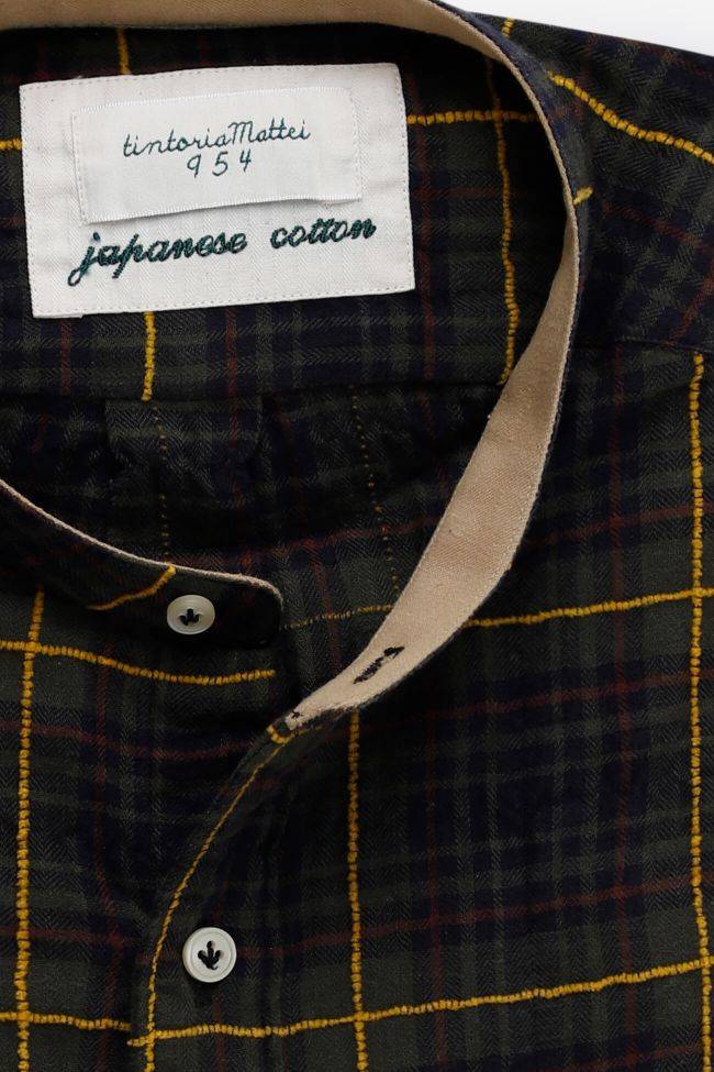 Tintoria Mattei Hemd Herren Tintoria Mattei Slim Karo 99% Cotton 1% Elastan Kragen Mandarinkragen Lange Ärmel