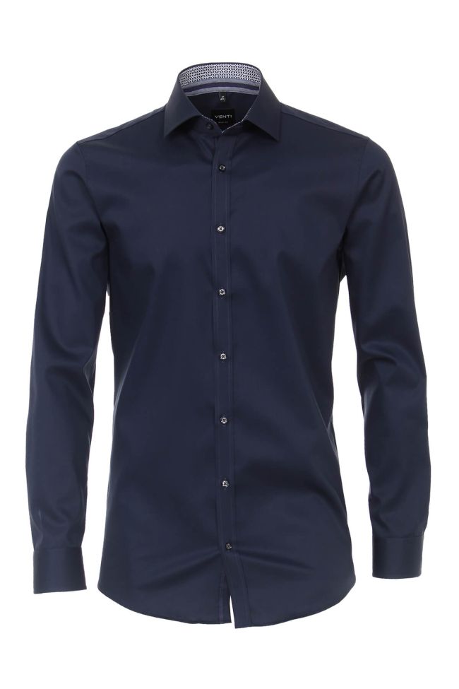 venti Hemd Herren Venti Slim Einfarbig 100% Baumwolle kragen Italienisch Lange Ärmel