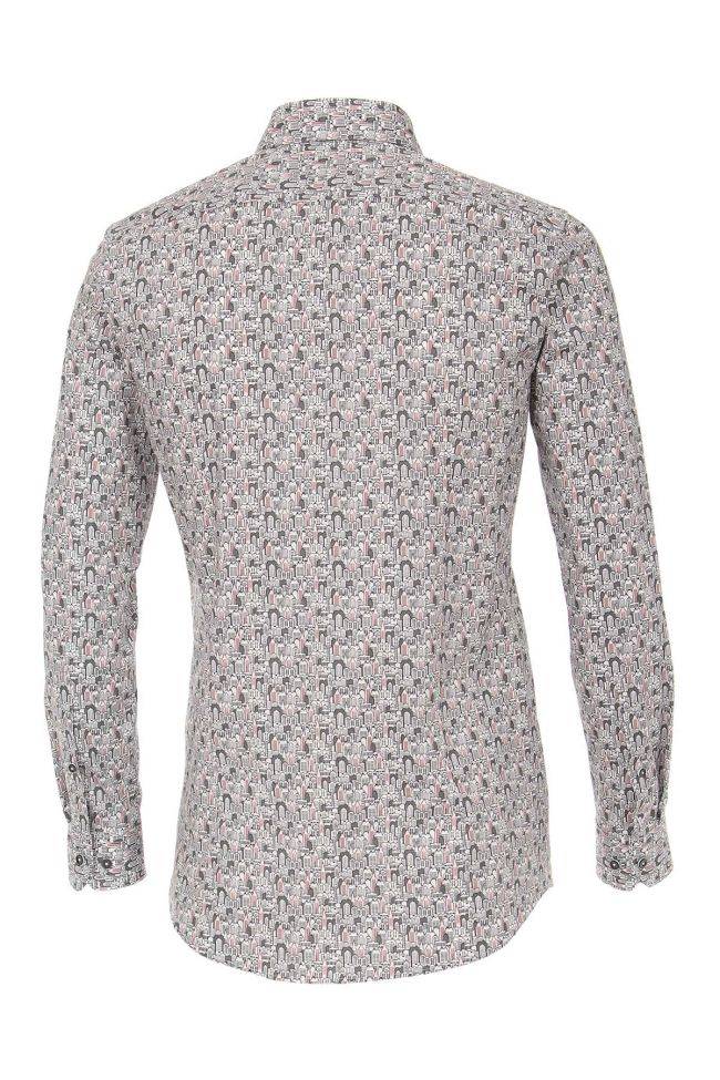 Venti Hemd Herren Venti Slim Muster 97% Baumwolle 3% Elastan Kragen Französisch Lange Ärmel