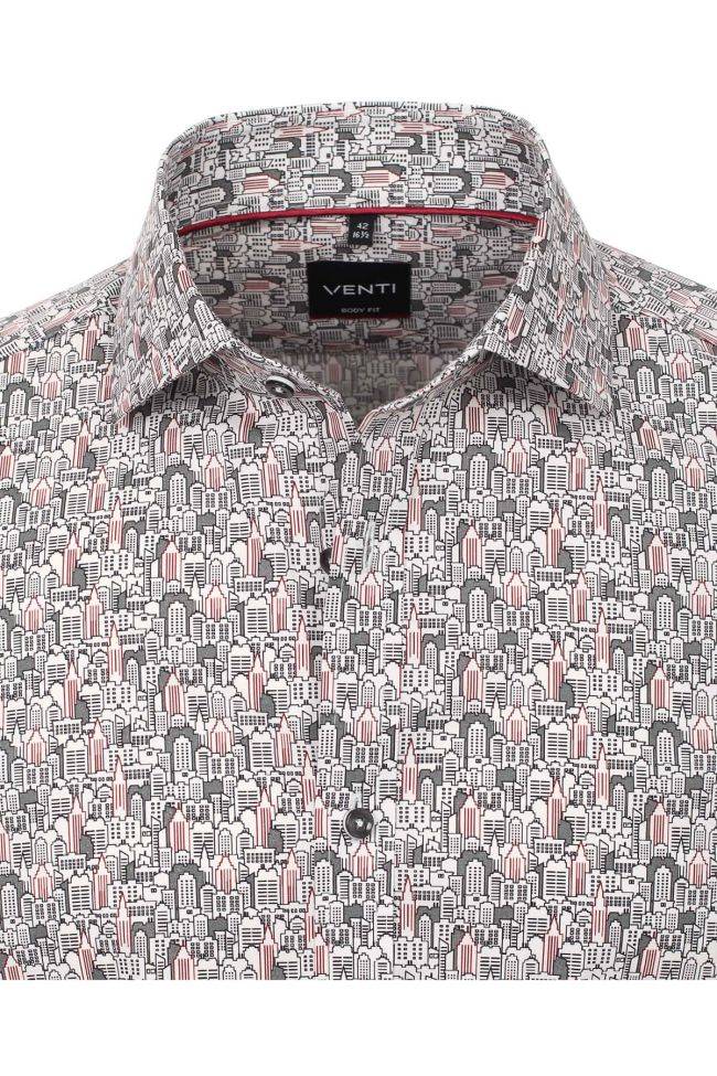 Venti Hemd Herren Venti Slim Muster 97% Baumwolle 3% Elastan Kragen Französisch Lange Ärmel