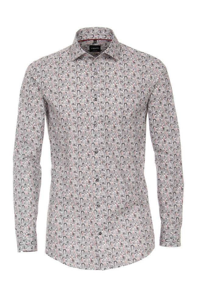 venti Hemd Herren Venti Slim Muster 97% Baumwolle 3% elastan kragen Französisch Lange Ärmel