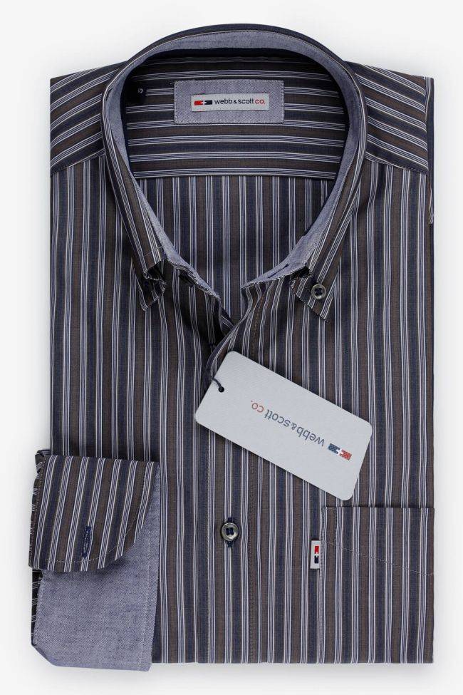 webb & scott Hemd Herren Webb & Scott Classic Streifen 100% Baumwolle kragen Button-Down Lange Ärmel