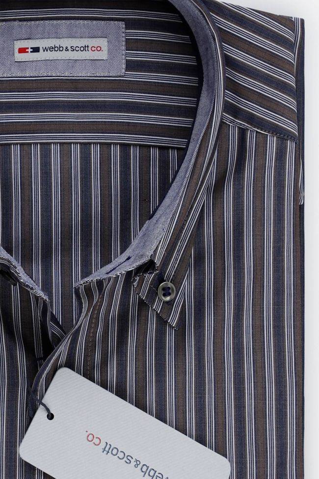 Webb & Scott Hemd Herren Webb & Scott Classic Streifen 100% Baumwolle Kragen Button-Down Lange Ärmel