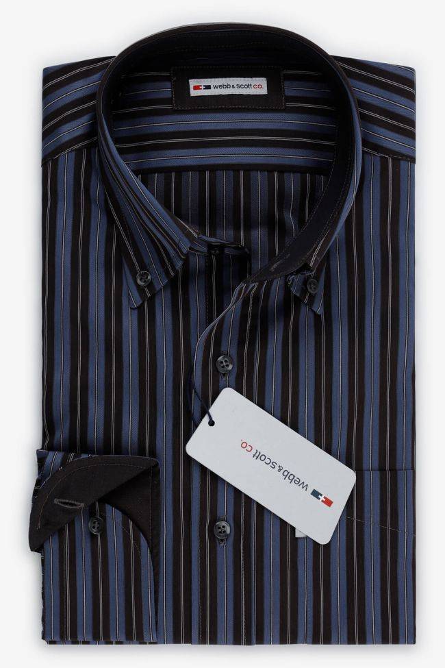 webb & scott Hemd Herren Webb & Scott Classic Streifen 100% Baumwolle kragen Button-Down Lange Ärmel