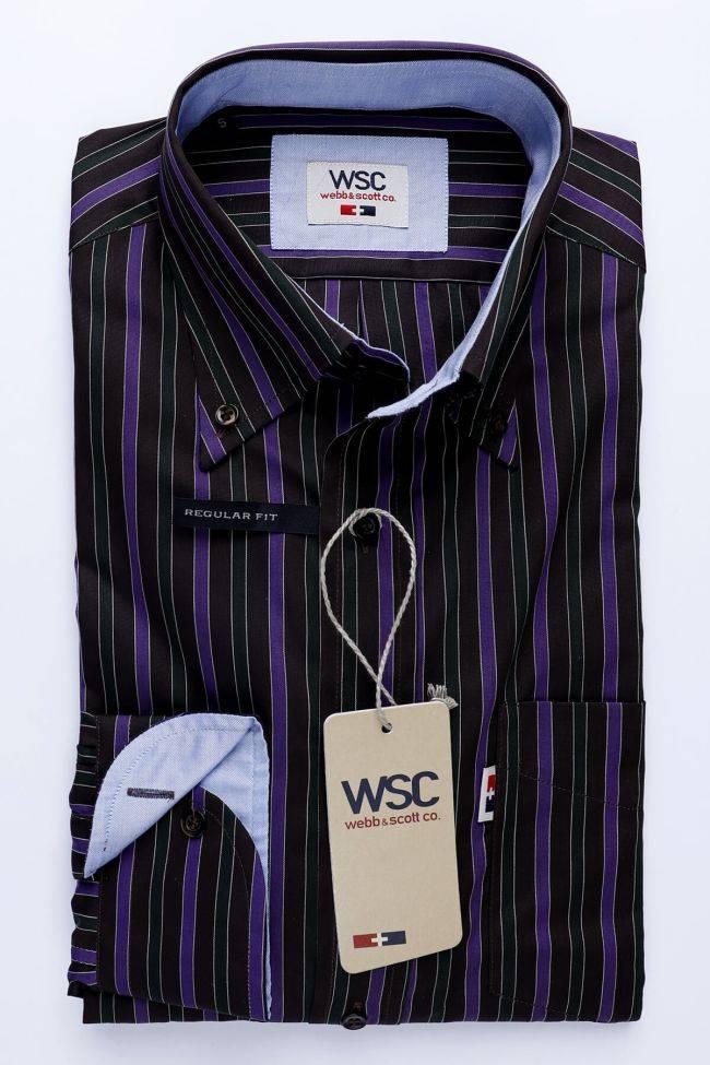 webb & scott Hemd Herren Webb & Scott Regular Streifen 100% Baumwolle kragen Button-Down Lange Ärmel