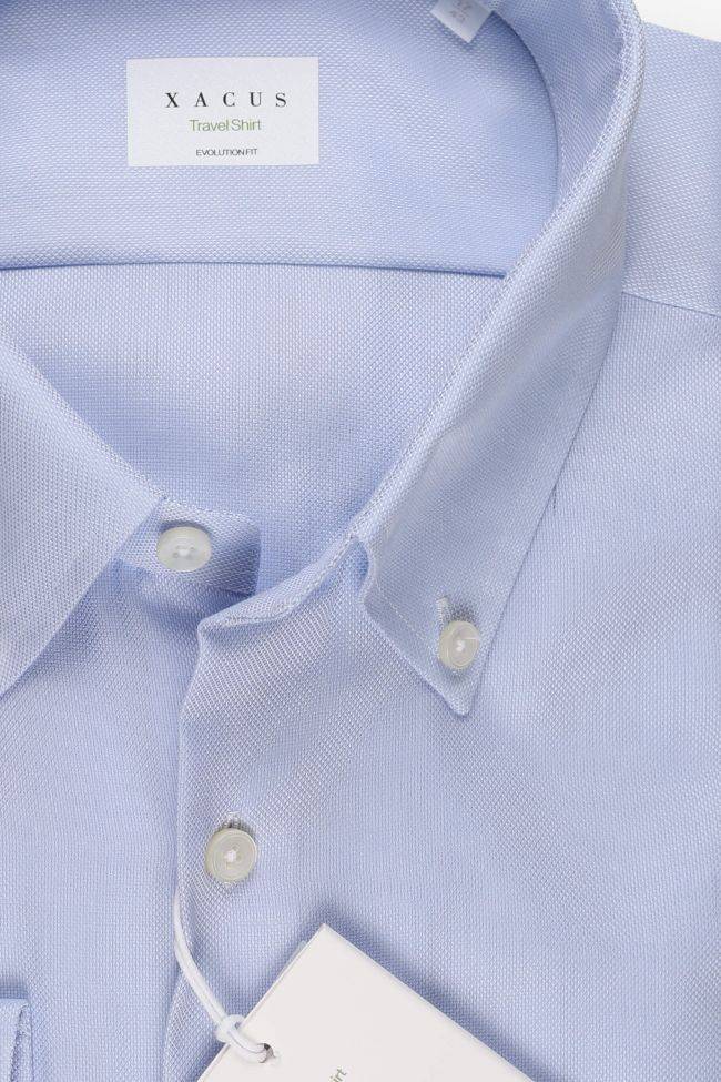 Xacus Hemd Herren Xacus Classic Bügelfreie Einfarbig 100% Baumwolle Kragen Button-Down Lange Ärmel