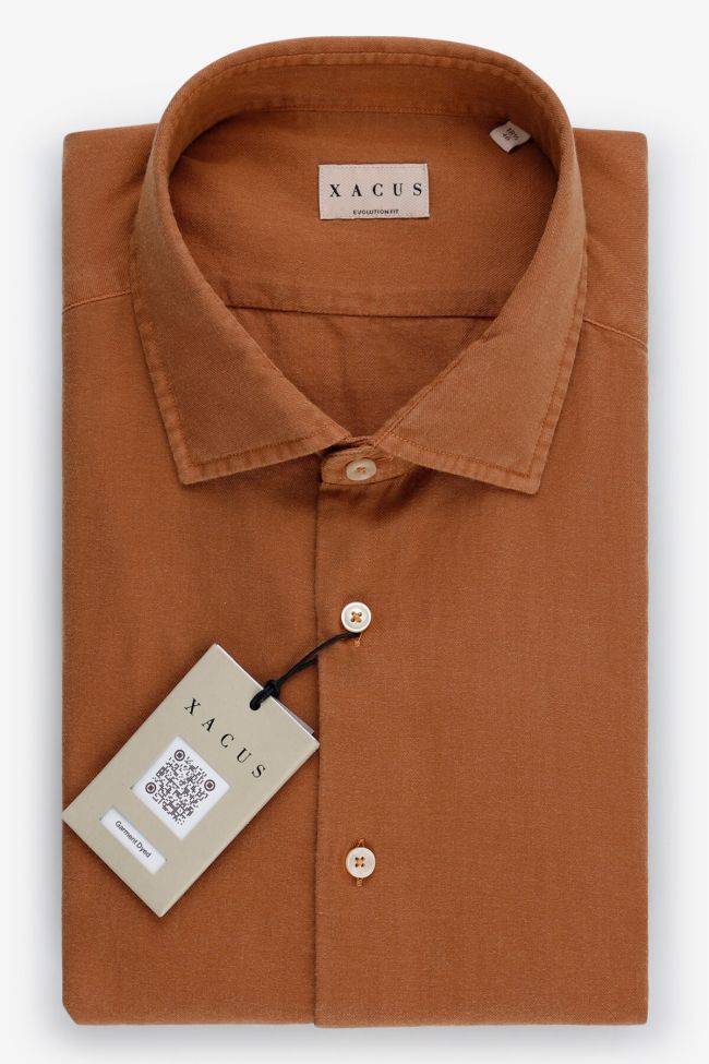 xacus Hemd Herren Xacus Classic Einfarbig 100% Baumwolle gewaschen kragen Französisch Lange Ärmel