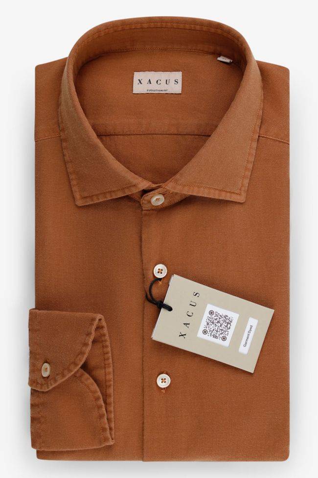 xacus Hemd Herren Xacus Classic Einfarbig 100% Baumwolle gewaschen kragen Italienisch Lange Ärmel