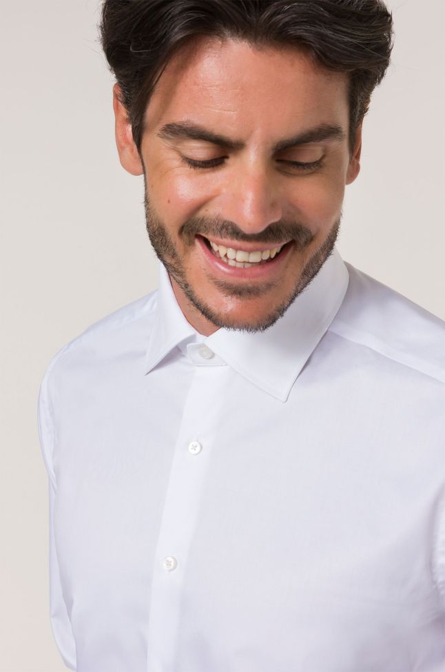 Xacus Hemd Herren Xacus Classic Einfarbig 100% Baumwolle Kragen Italienisch Lange Ärmel