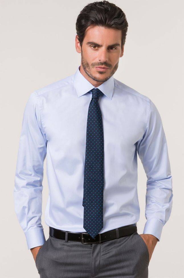 Xacus Hemd Herren Xacus Classic Einfarbig 100% Baumwolle Kragen Italienisch Lange Ärmel