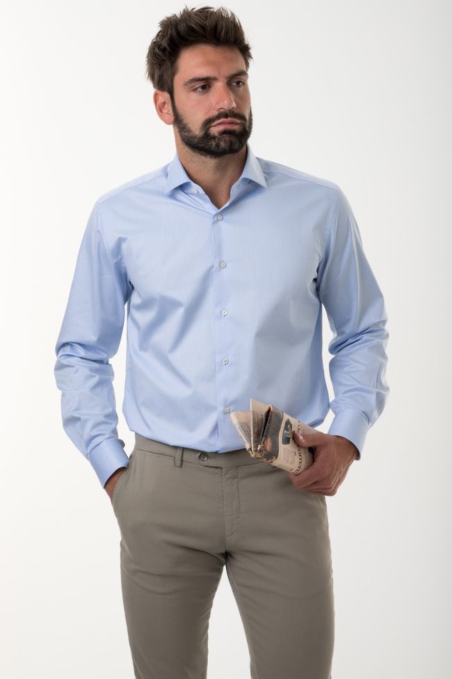 Xacus Hemd Herren Xacus Classic Einfarbig 100% Baumwolle Kragen Französisch Lange Ärmel