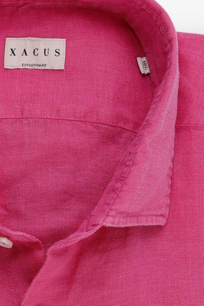 Xacus Hemd Herren Xacus Classic Einfarbig 100% Leinen Kragen Französisch Lange Ärmel