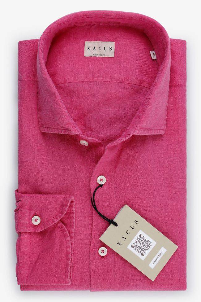 xacus Hemd Herren Xacus Classic Einfarbig 100% Leinen kragen Französisch Lange Ärmel