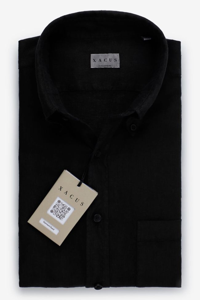 xacus Hemd Herren Xacus Classic Einfarbig 100% Leinen kragen Button-Down Lange Ärmel