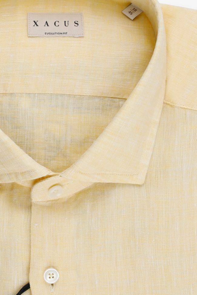 Xacus Hemd Herren Xacus Classic Einfarbig 100% Leinen Kragen Französisch Lange Ärmel