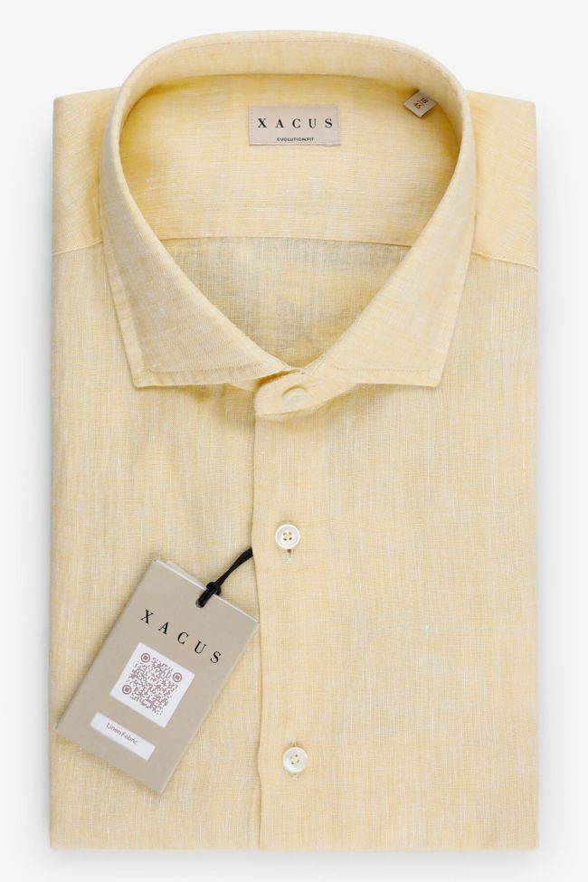xacus Hemd Herren Xacus Classic Einfarbig 100% Leinen kragen Französisch Lange Ärmel