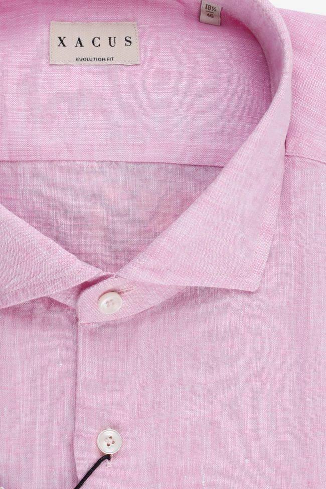 Xacus Hemd Herren Xacus Classic Einfarbig 100% Leinen Kragen Französisch Lange Ärmel