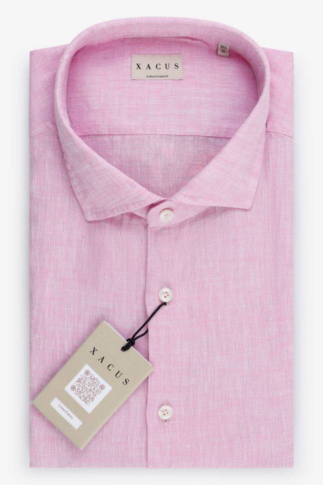 xacus Hemd Herren Xacus Classic Einfarbig 100% Leinen kragen Französisch Lange Ärmel