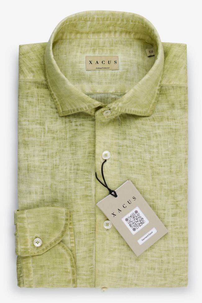 xacus Hemd Herren Xacus Classic Einfarbig 100% Leinen kragen Französisch Lange Ärmel