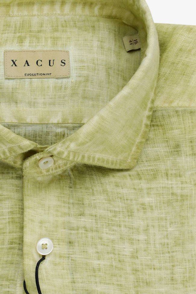 Xacus Hemd Herren Xacus Classic Einfarbig 100% Leinen Kragen Französisch Lange Ärmel