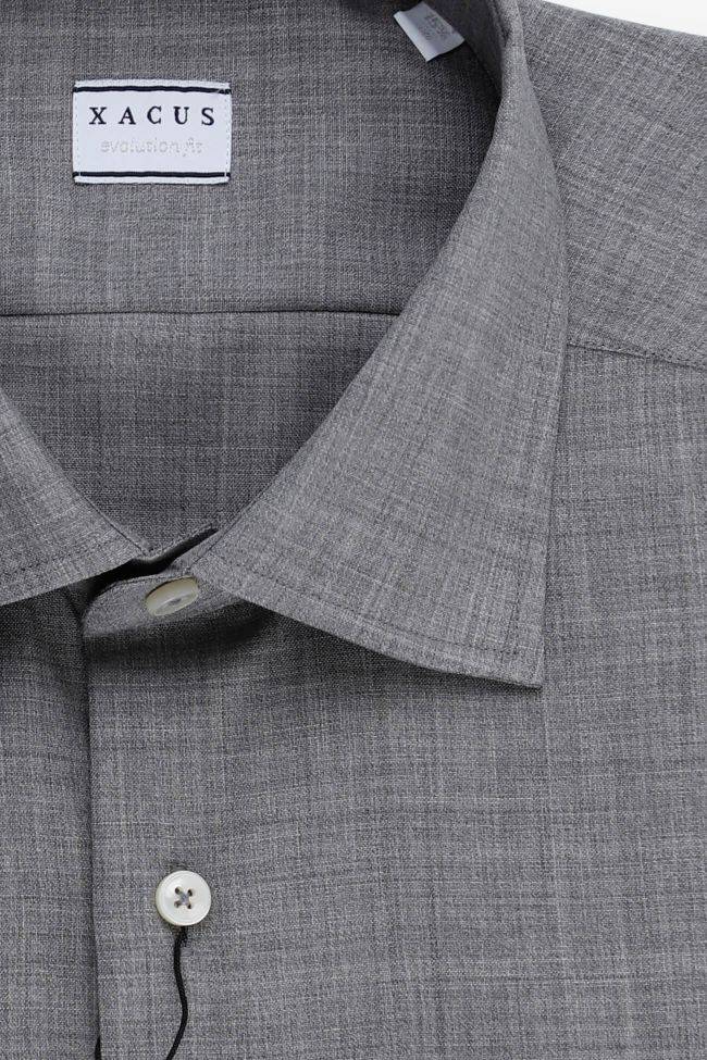 Xacus Hemd Herren Xacus Classic Einfarbig 100% Merinowolle Kragen Französisch Lange Ärmel