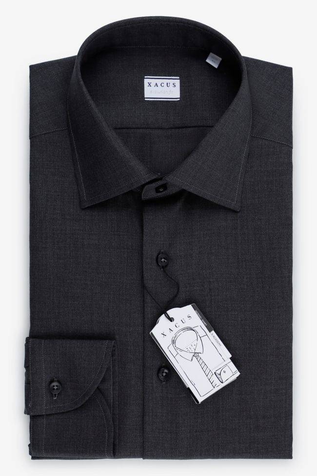 xacus Hemd Herren Xacus Classic Einfarbig 100% Merinowolle kragen Italienisch Lange Ärmel