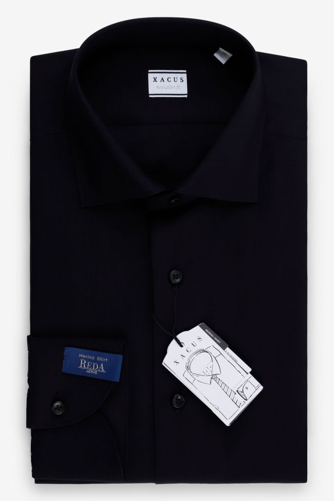 xacus Hemd Herren Xacus Classic Einfarbig 100% Merinowolle kragen Italienisch Lange Ärmel