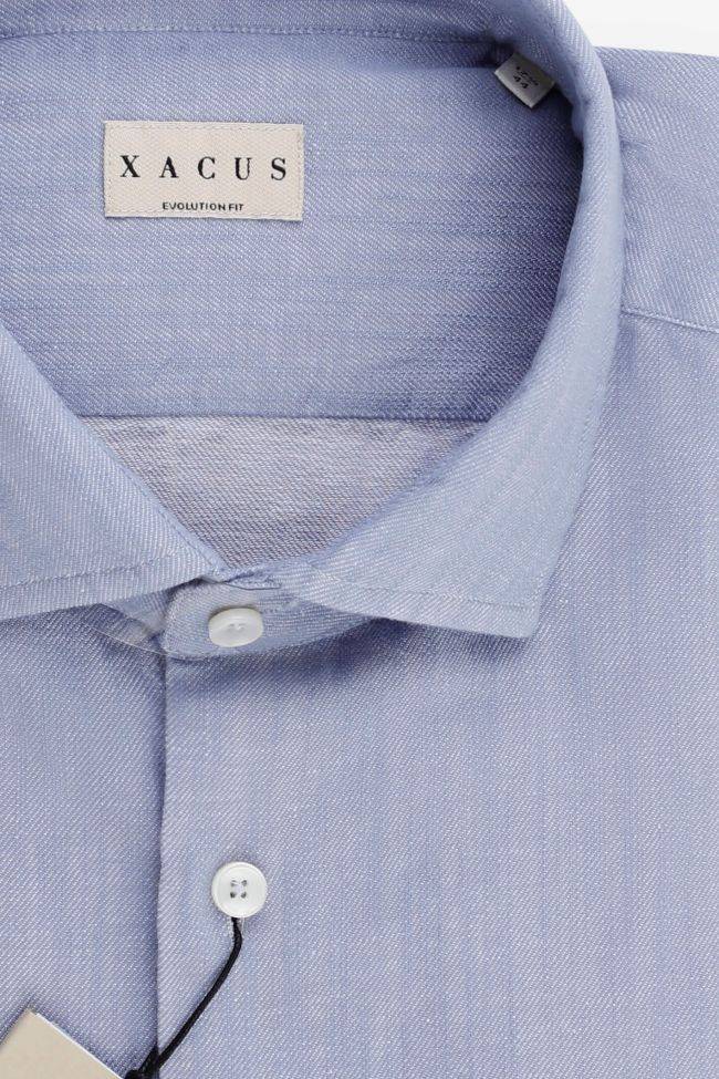 xacus Hemd Herren Xacus Classic Einfarbig 76% cotton 24% linen kragen Französisch Lange Ärmel