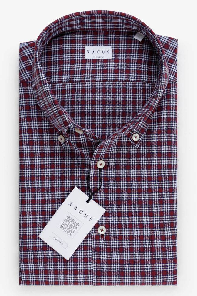 Xacus Hemd Herren Xacus Classic Karo 100% Baumwolle Kragen Button-Down Lange Ärmel