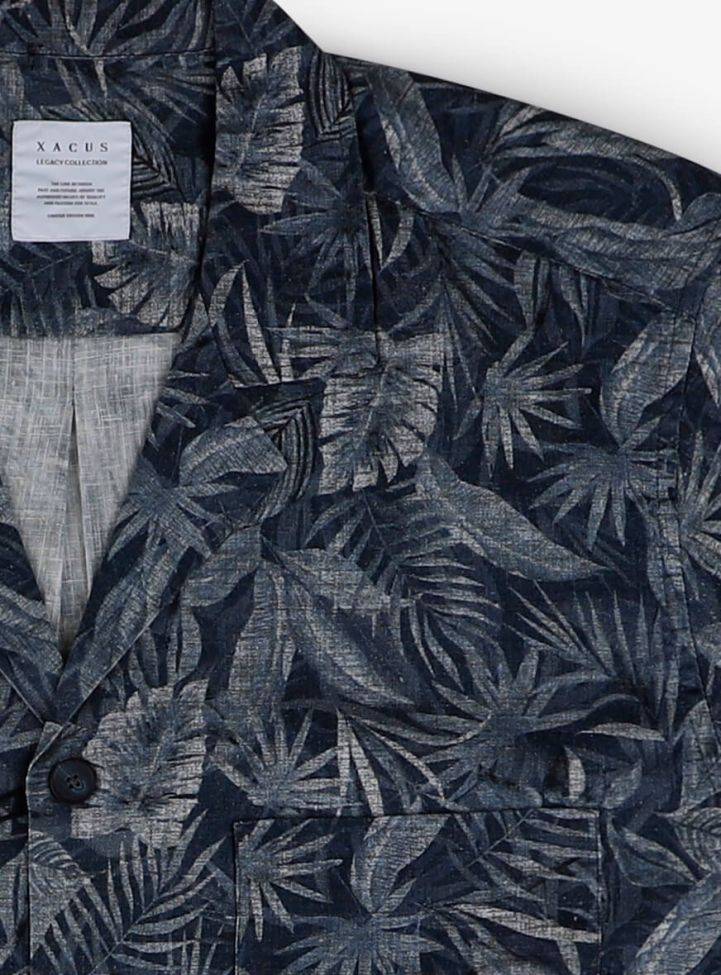 Xacus Hemd Herren Xacus Classic Muster 100% Baumwolle Kragen Hawaiikragen Kurze Ärmel