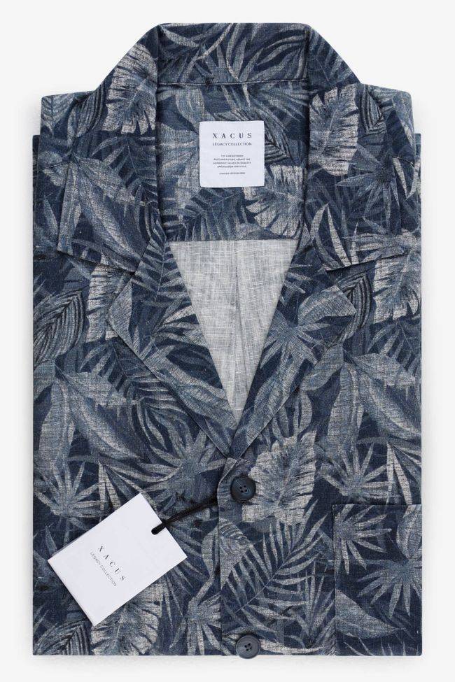 Xacus Hemd Herren Xacus Classic Muster 100% Baumwolle Kragen Hawaiikragen Kurze Ärmel